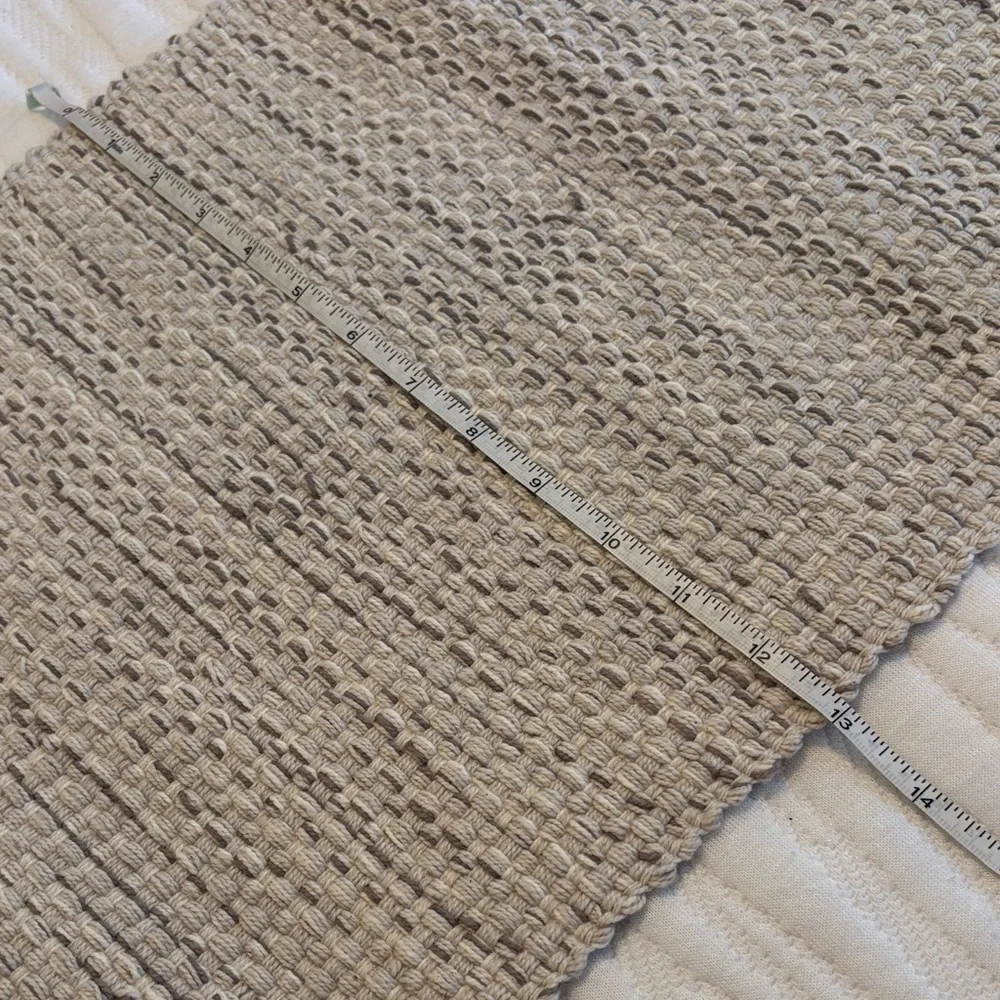 Contemporary Woven Shades of Cream and Gray Table Runner 39 x 13 inches